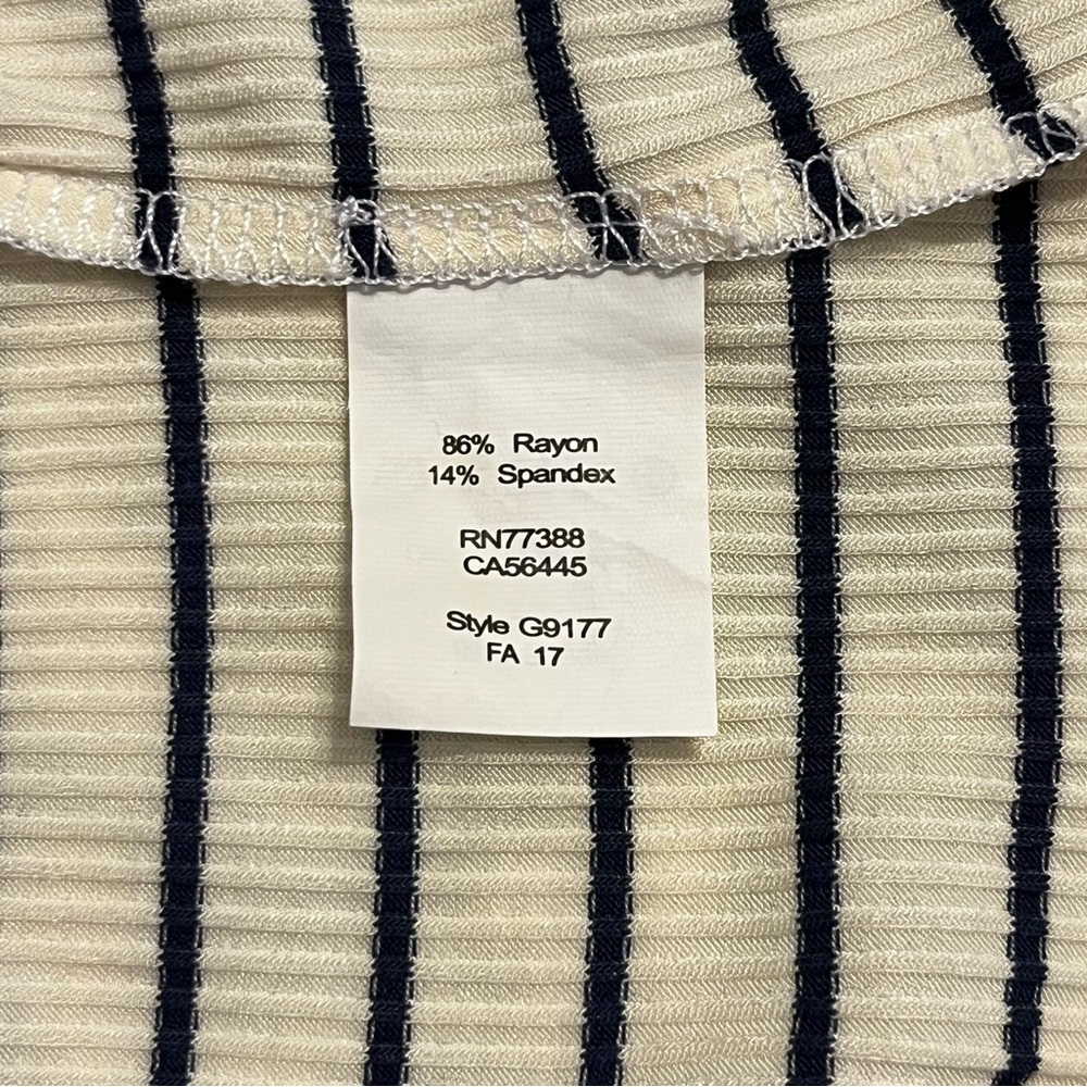 Madewell Striped Mockneck Ribbed Short Sleeve Top, Size Medium - Picture 6 of 8